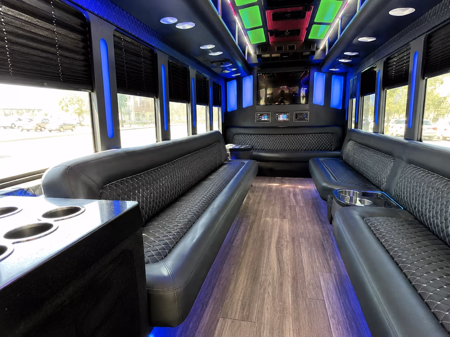 la mirada 15 passenger party bus inside