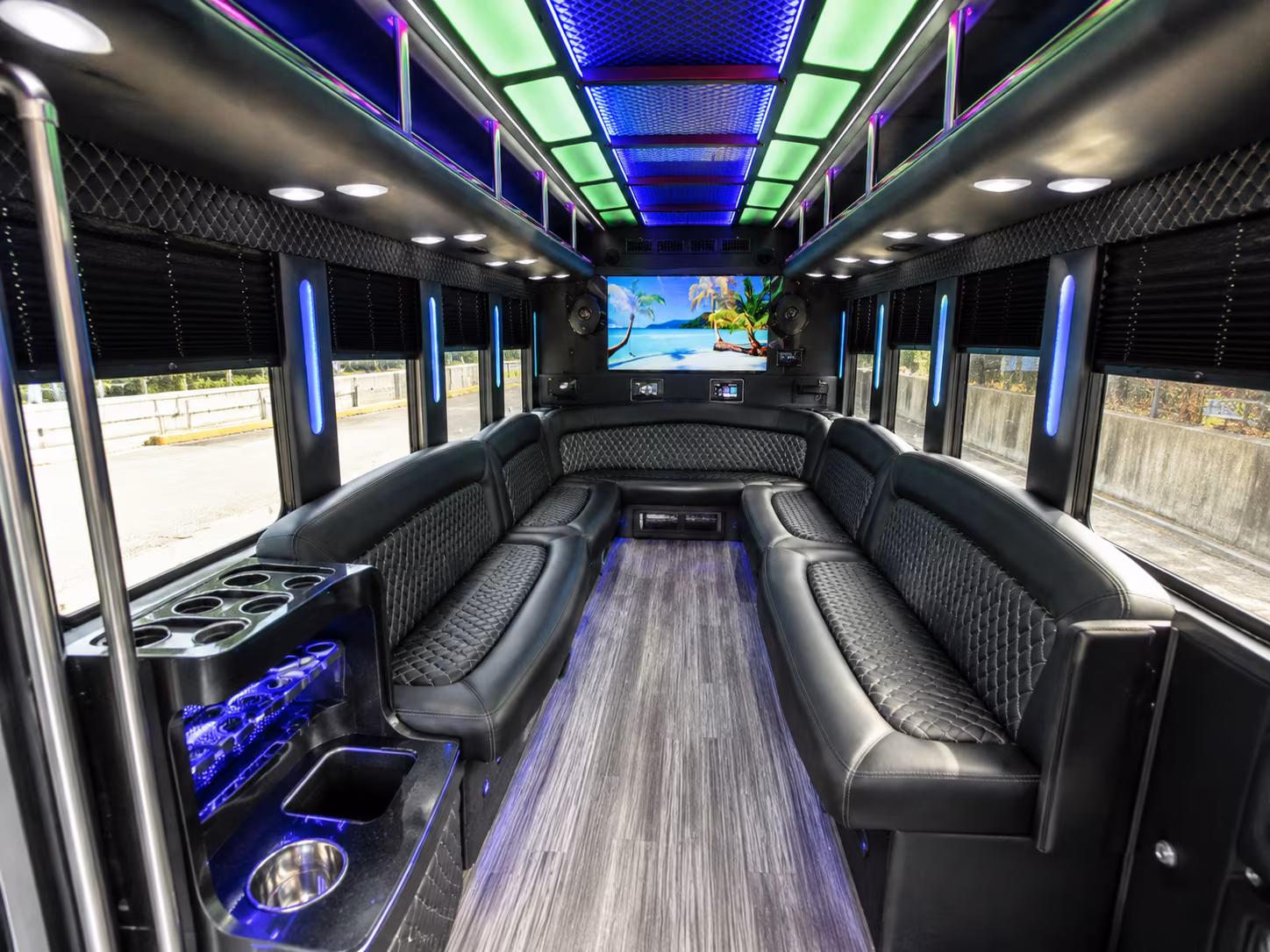la mirada 18 passenger party bus inside