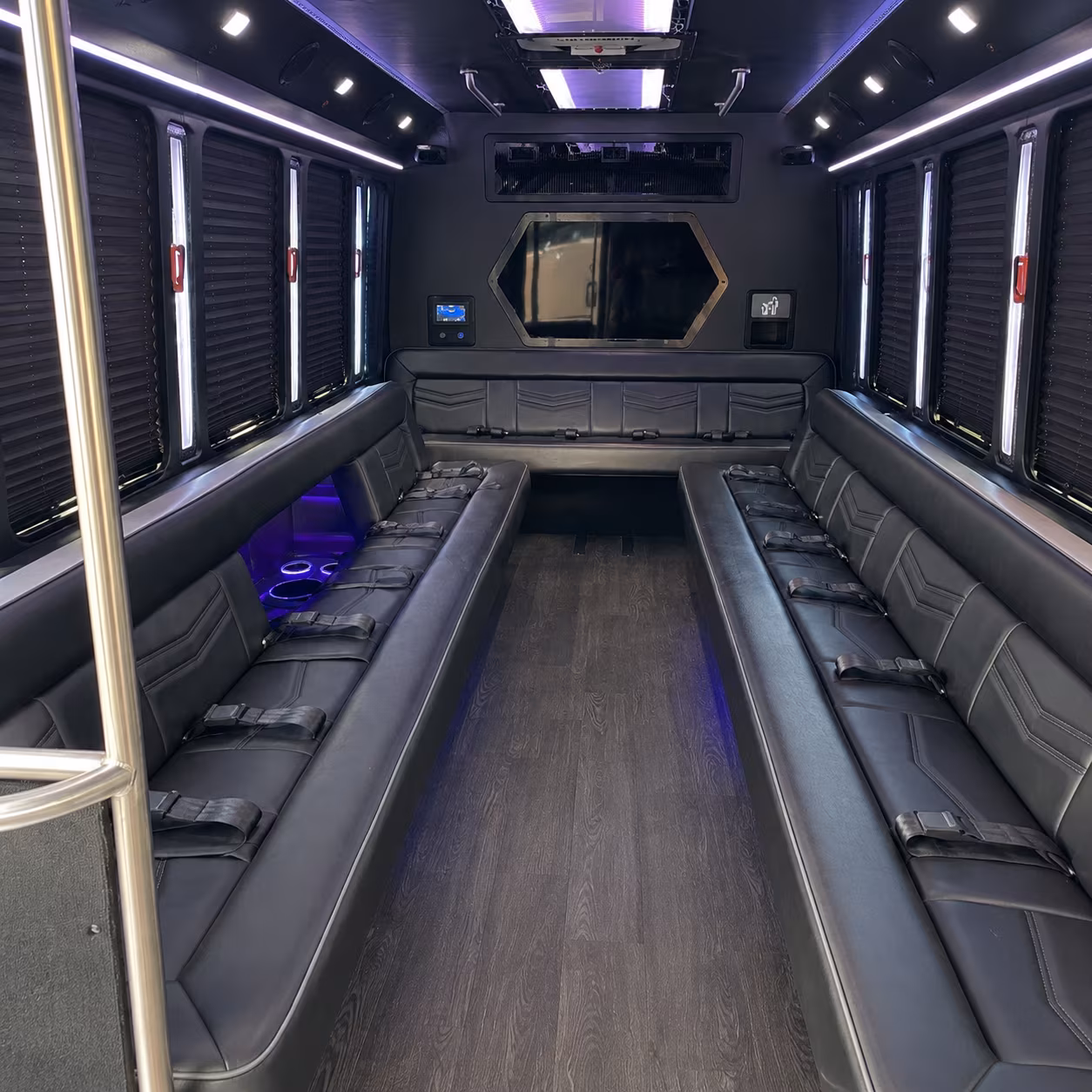 la mirada 18 passenger party bus interior