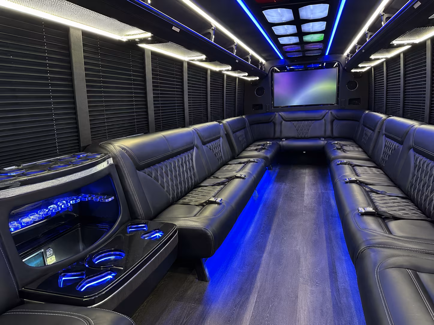 la mirada 20 passenger party bus inside