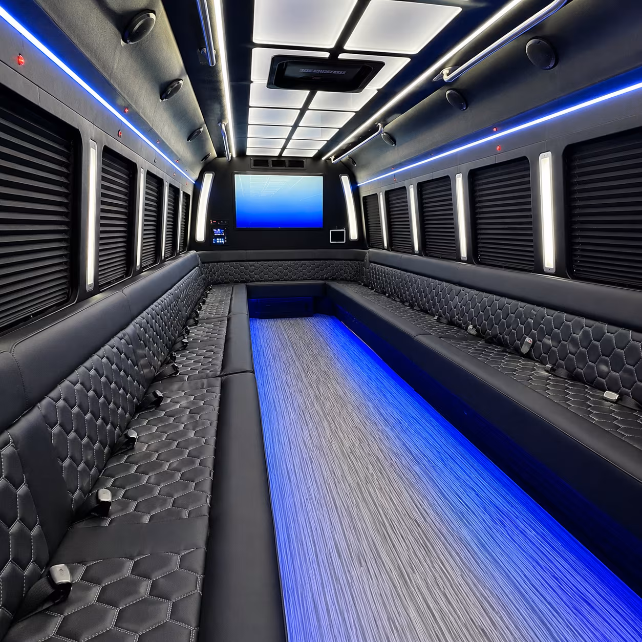 la mirada 50 passenger party bus inside