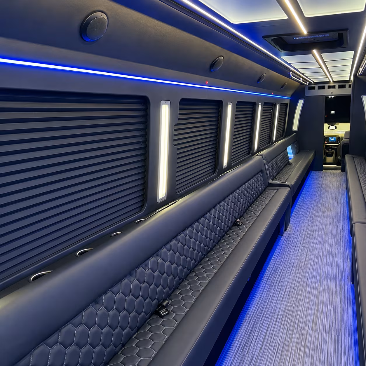 la mirada party bus rental interior