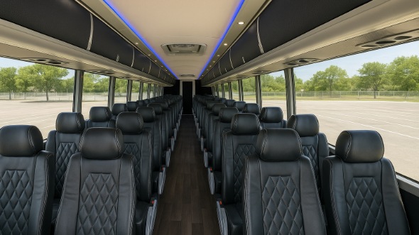Interior of Charter Bus Company La Mirada's 54 Passenger Charter Bus in La Mirada