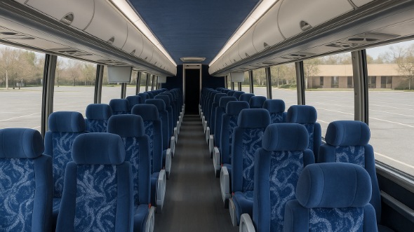 Interior of Charter Bus Company La Mirada's 56 Passenger Charter Bus in La Mirada