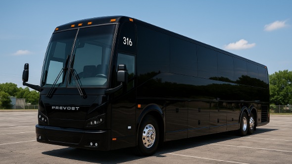 Exterior of Charter Bus Company La Mirada's 56 Passenger Charter Bus in La Mirada