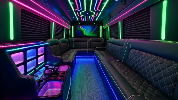 Interior of Charter Bus Company La Mirada's Party Bus in La Mirada