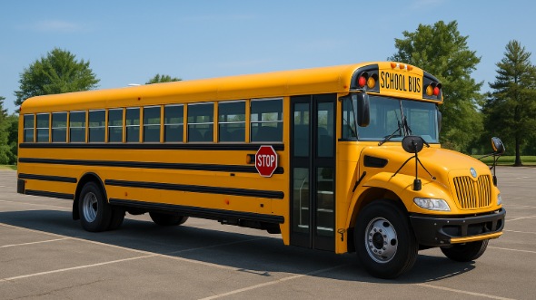 Exterior of Charter Bus Company La Mirada's School Bus in La Mirada