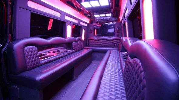 Interior of Charter Bus Company La Mirada's Sprinter Limo in La Mirada