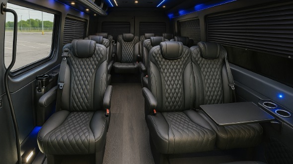 Interior of Charter Bus Company Pico Rivera's Sprinter Van Rental With Driver in Pico Rivera